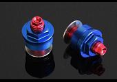 Front Fork Preload Adjusters, Blue/Red, Pair, Ninja 400