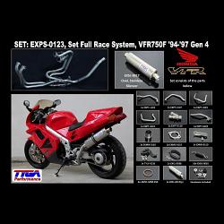 Set, Pipe, L.H Exit, Full Race System, VFR750F 4th Gen, 94-97, Oval Stainless Silencer 1
