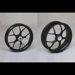 Forged Aluminium Racing wheel set, 5 spoke, PVM, Front 3.50 x 17, Rear 5.0 x 17, Satin Black 1