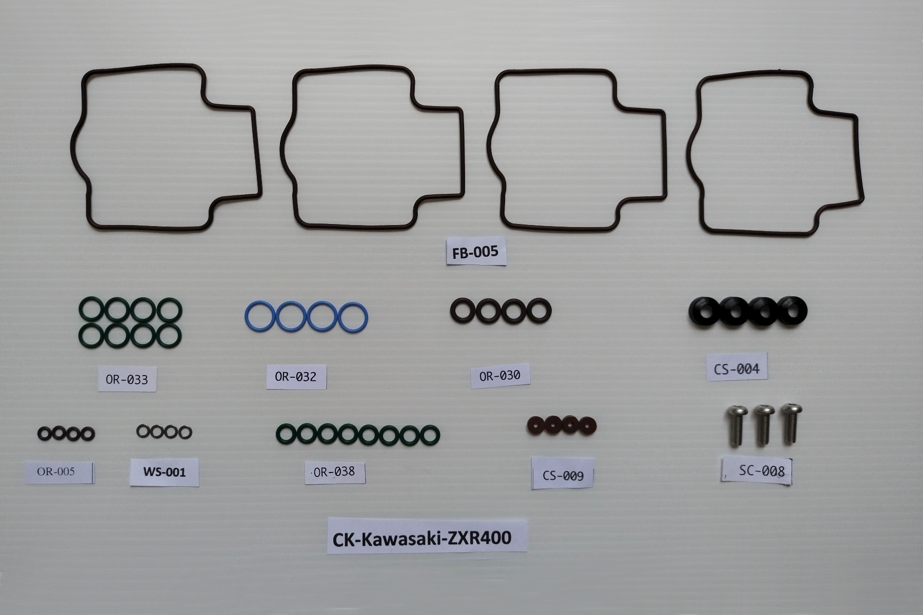 Carb Service Kit A, 47 pieces, Kawasaki ZXR400 | Tyga-USA