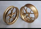 Forged Aluminium Racing wheel set, 5 spoke, PVM, Front 3.50 x 17, Rear 5.0 x 17, Gold.