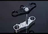 Triple Clamp Set, CNC, Black Top Clamp, Silver Lower Clamp, Aprilia RS250 Mk2