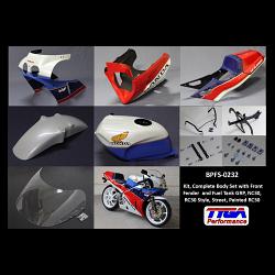 Kit, Complete Body Set with Front Fender and Fuel Tank, GRP, NC30, RC30 Style, Street, Painted RC30 1