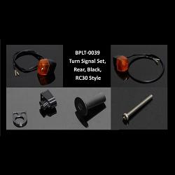 Turn Signal Set, Rear, Black, RC30 Style 1