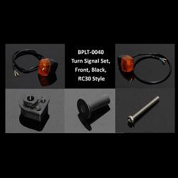 Turn Signal Set, Front, Black, RC30 Style 1