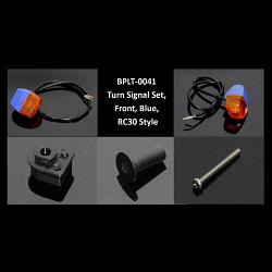 Turn Signal Set, Front, Blue, RC30 Style 1