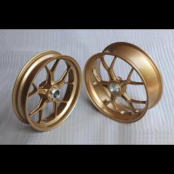 Forged Aluminium Racing wheel set, 5 spoke, PVM, Front 3.50 x 17, Rear 5.0 x 17, Gold. 1